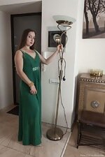 Liana poses in her sexy new green dress